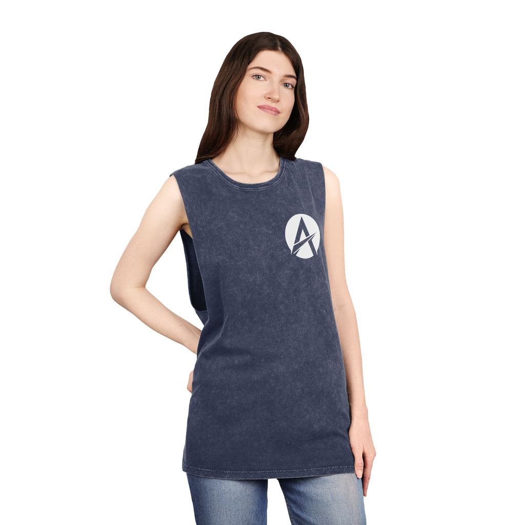 Motivational Stonewash Tank — "Be Stronger Than Your Excuses" Fitness Tank Top