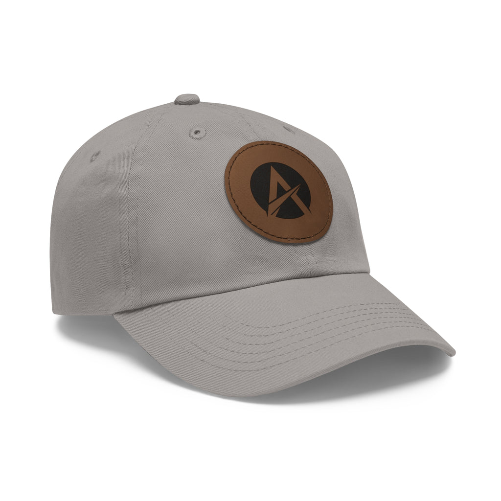 Leather Patch Dad Hat — Minimalist A Logo Baseball Cap