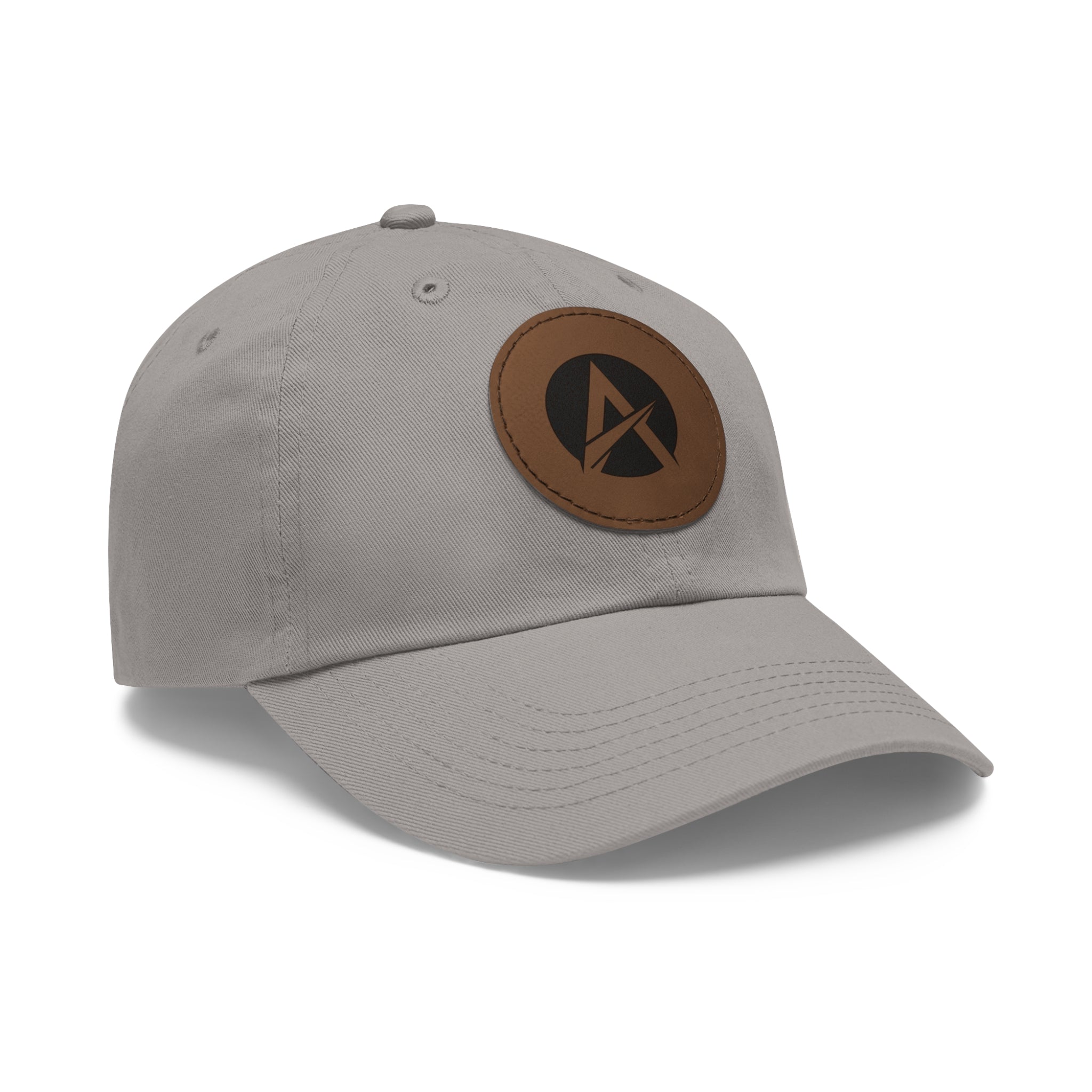 Leather Patch Dad Hat — Minimalist A Logo Baseball Cap
