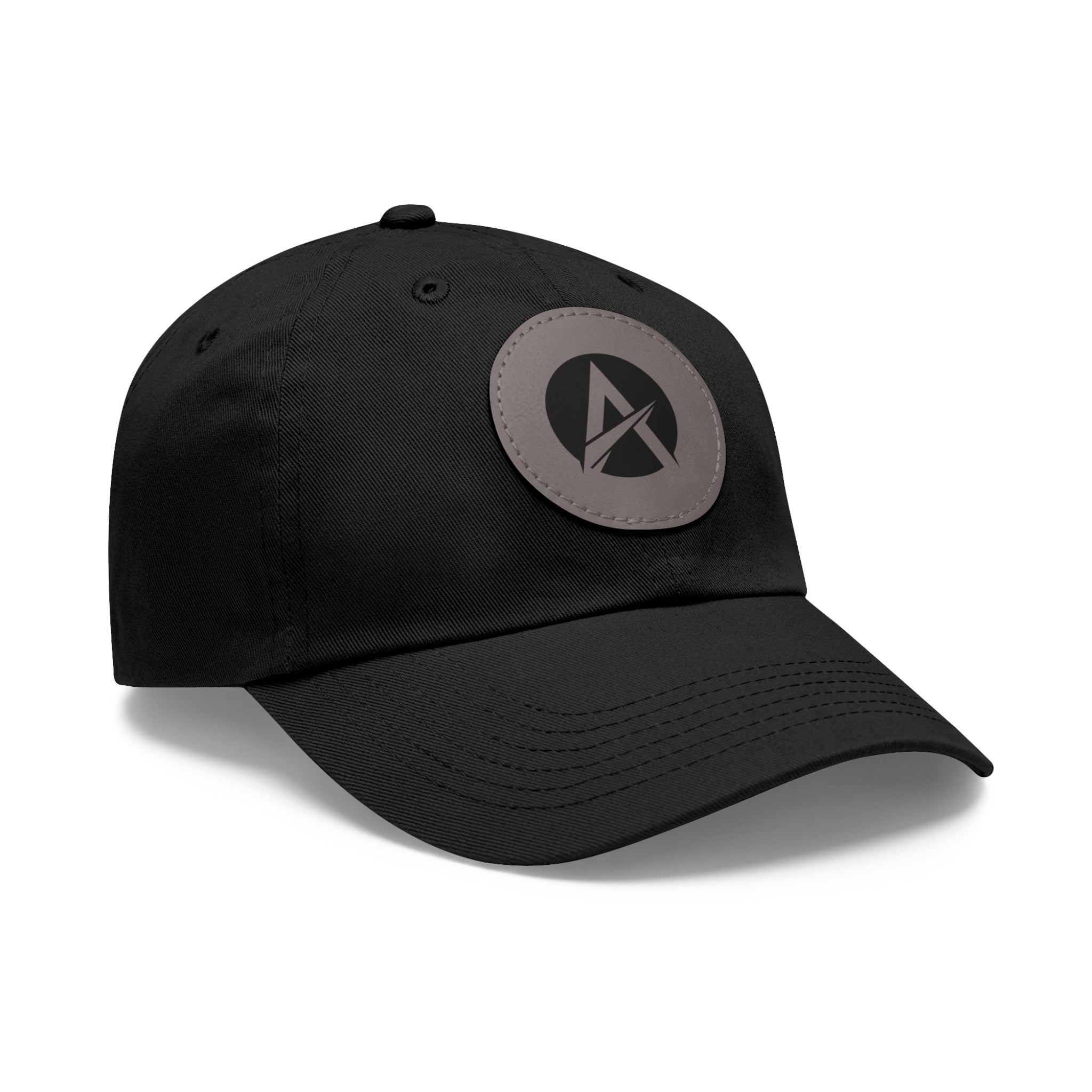 Leather Patch Dad Hat — Minimalist A Logo Baseball Cap