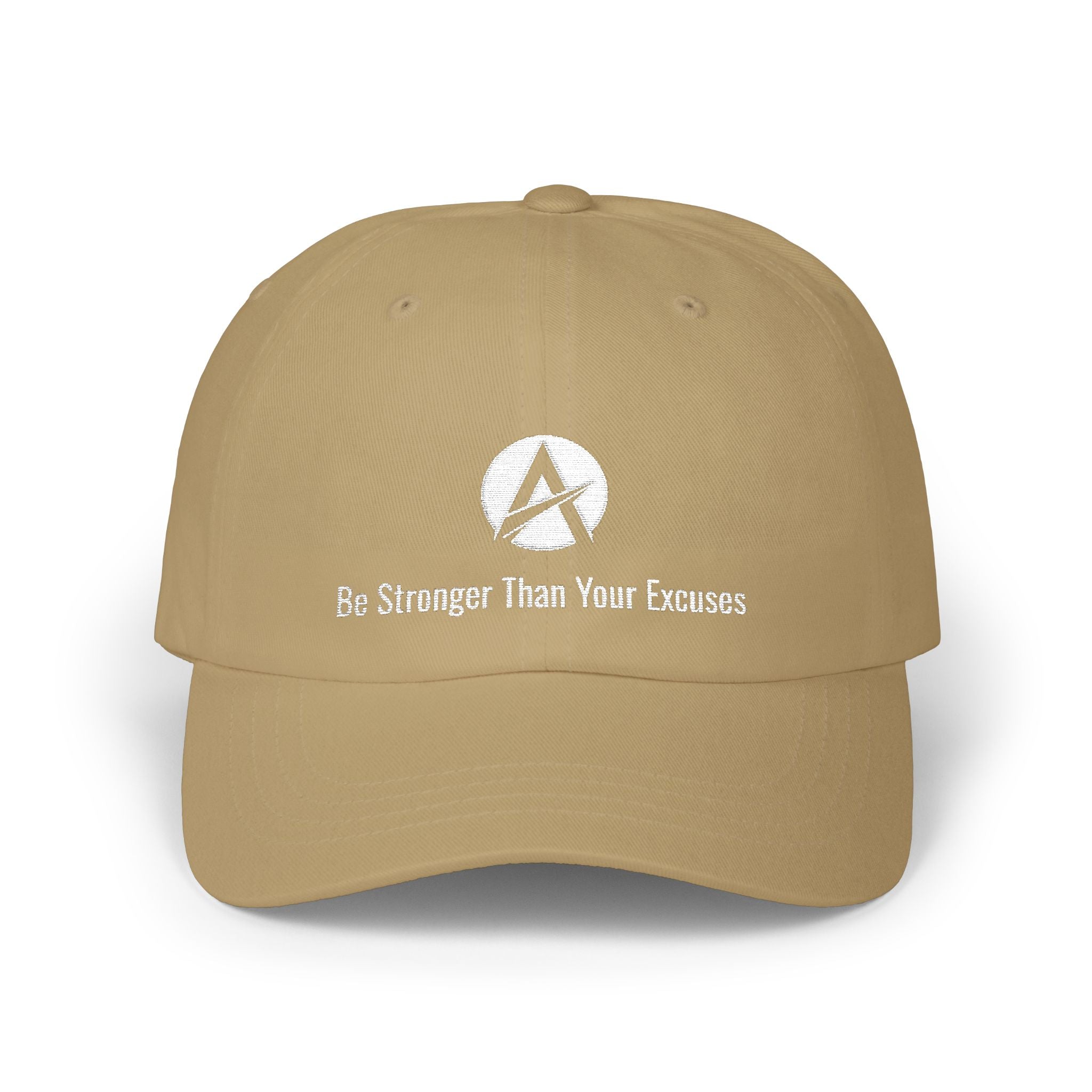 Classic Dad Cap — Minimal White Brushstroke 'A' Logo Baseball Hat