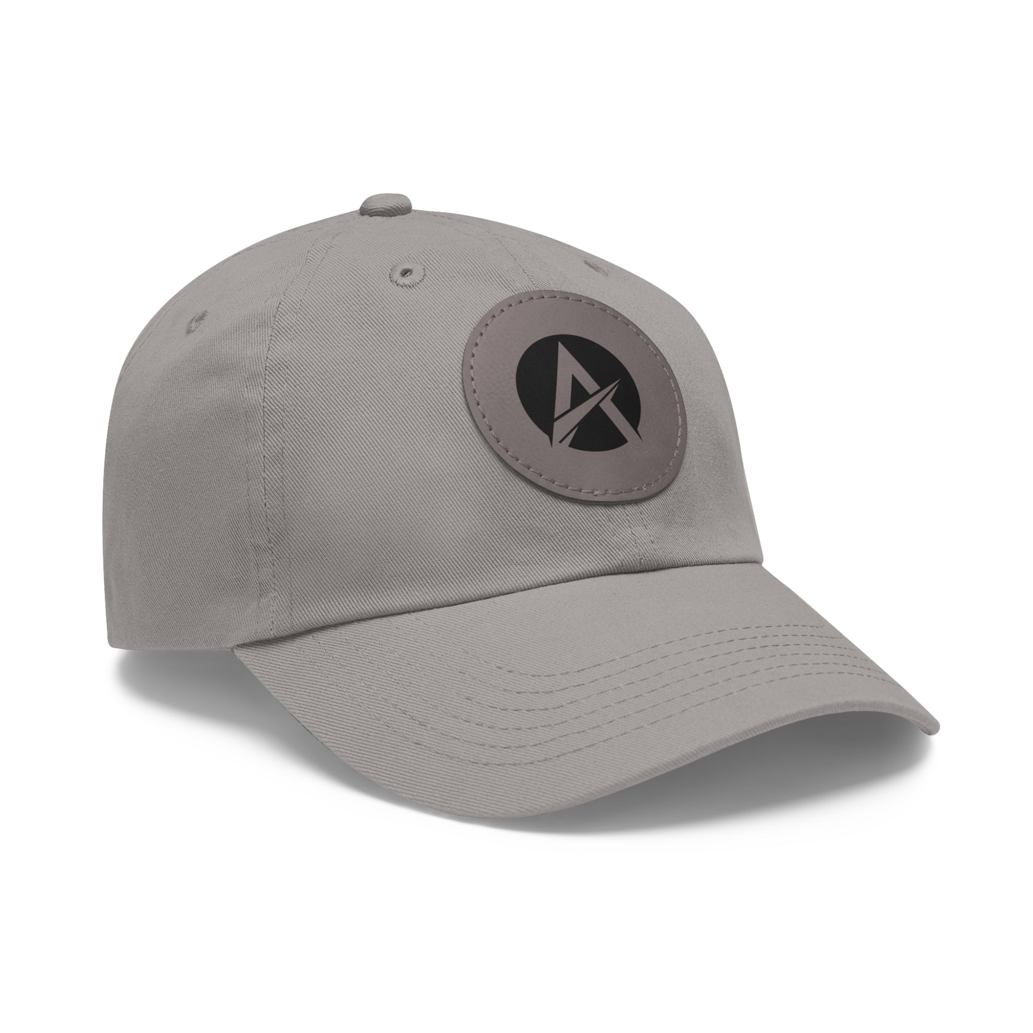 Leather Patch Dad Hat — Minimalist A Logo Baseball Cap