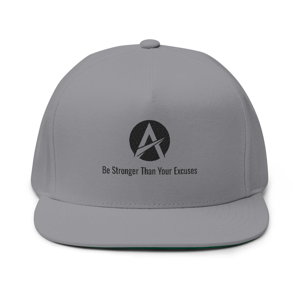 Motivational Embroidered Flat Bill Cap — “Be Stronger Than Your Excuses”