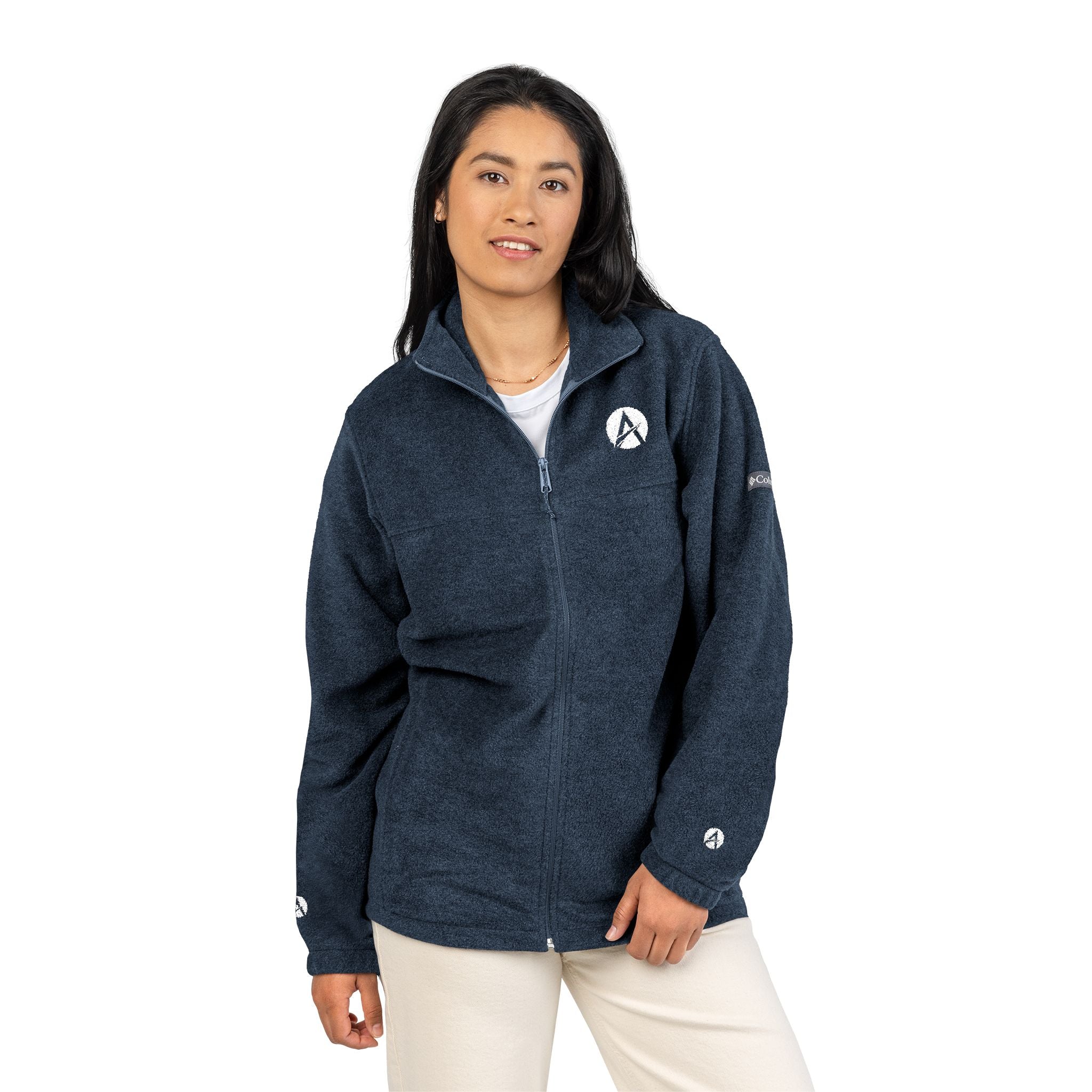 Embroidered Columbia Fleece Jacket — Adventure Logo & “Be Stronger Than Your Excuses” Back
