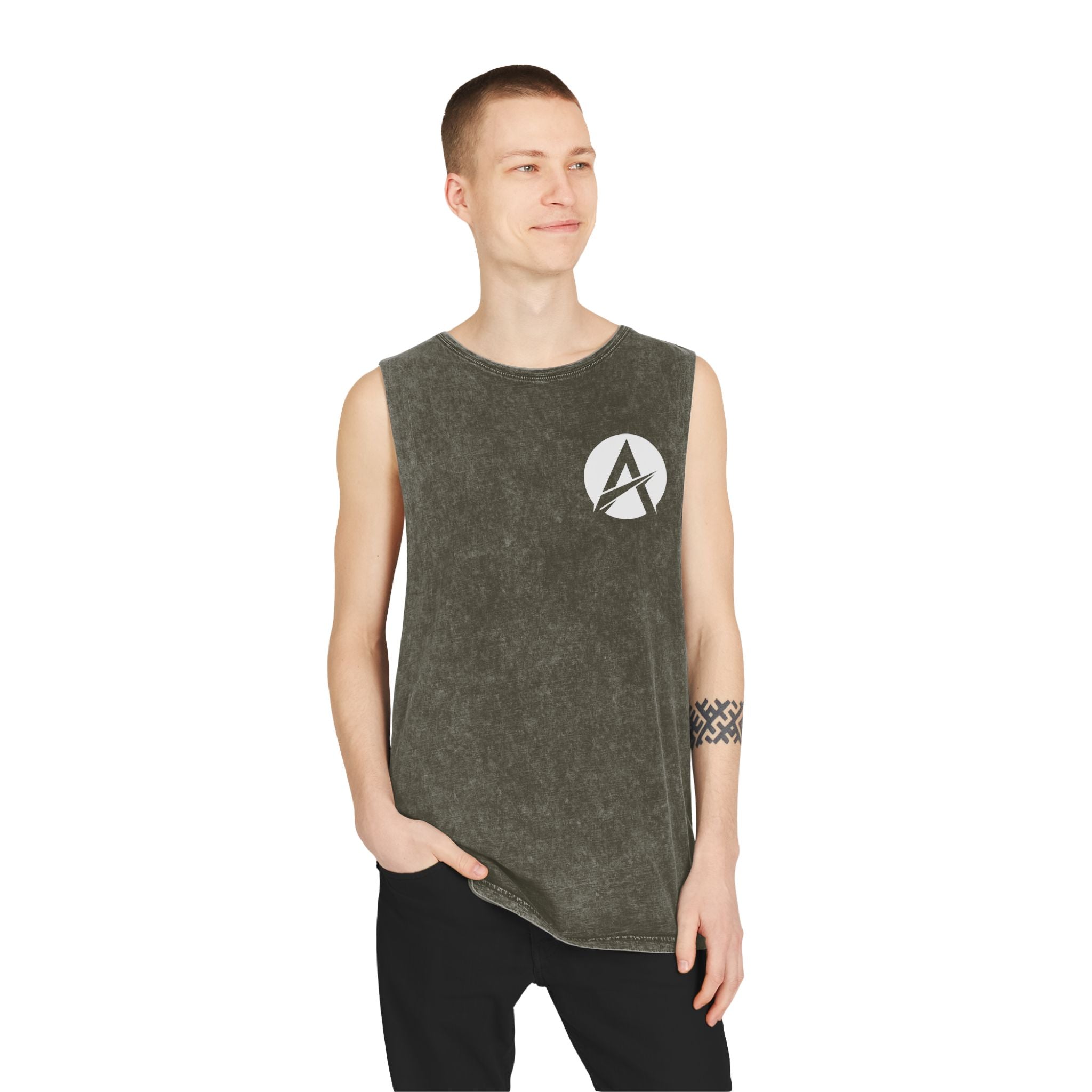 Motivational Stonewash Tank — "Be Stronger Than Your Excuses" Fitness Tank Top