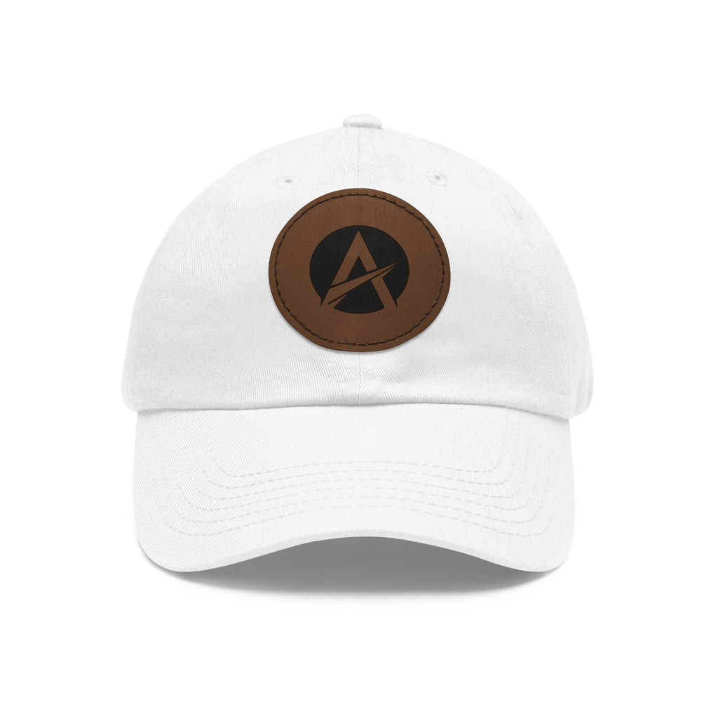 Leather Patch Dad Hat — Minimalist A Logo Baseball Cap