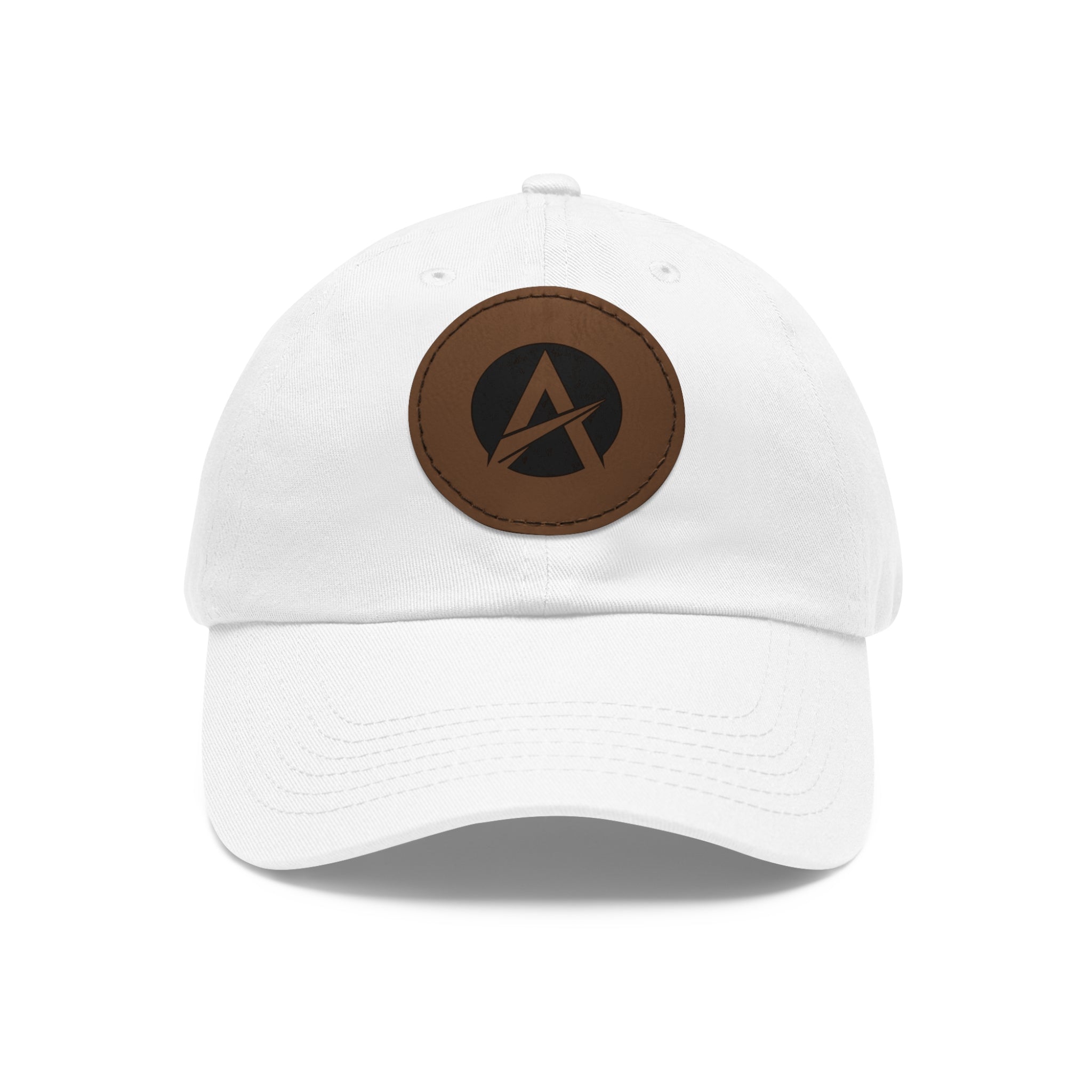 Leather Patch Dad Hat — Minimalist A Logo Baseball Cap