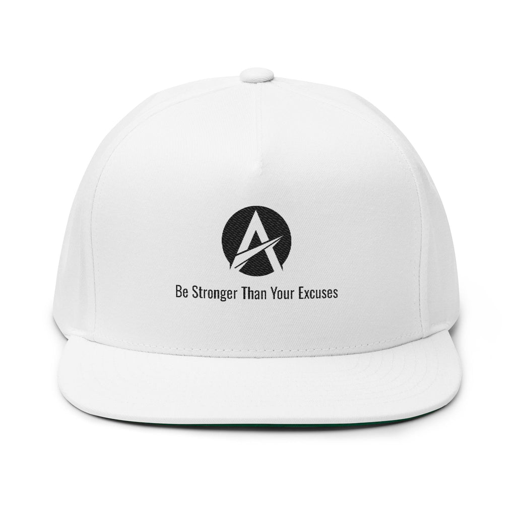Motivational Embroidered Flat Bill Cap — “Be Stronger Than Your Excuses”