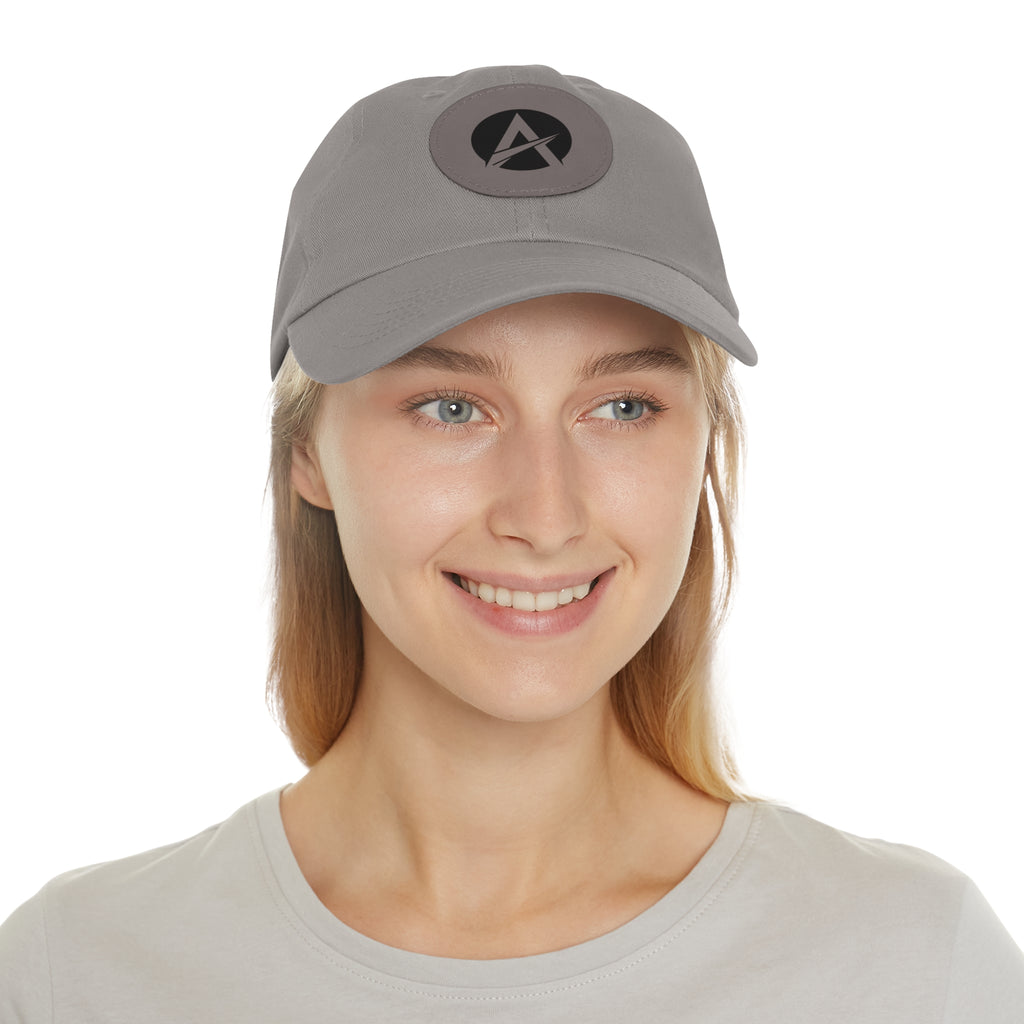 Leather Patch Dad Hat — Minimalist A Logo Baseball Cap