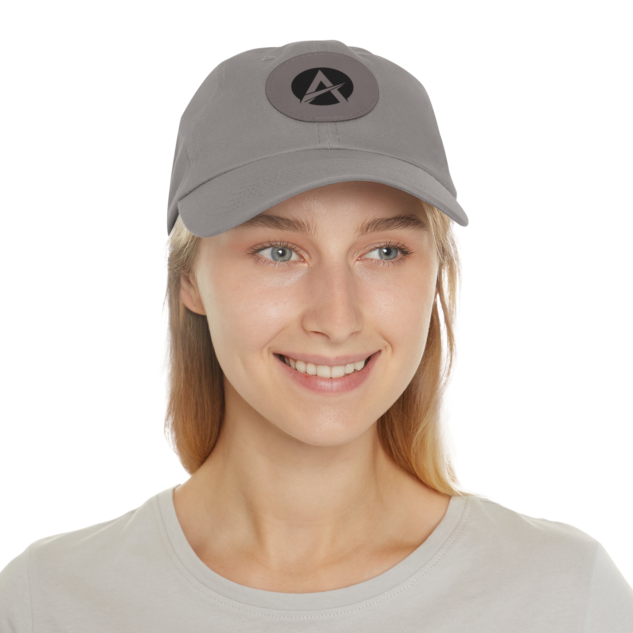 Leather Patch Dad Hat — Minimalist A Logo Baseball Cap