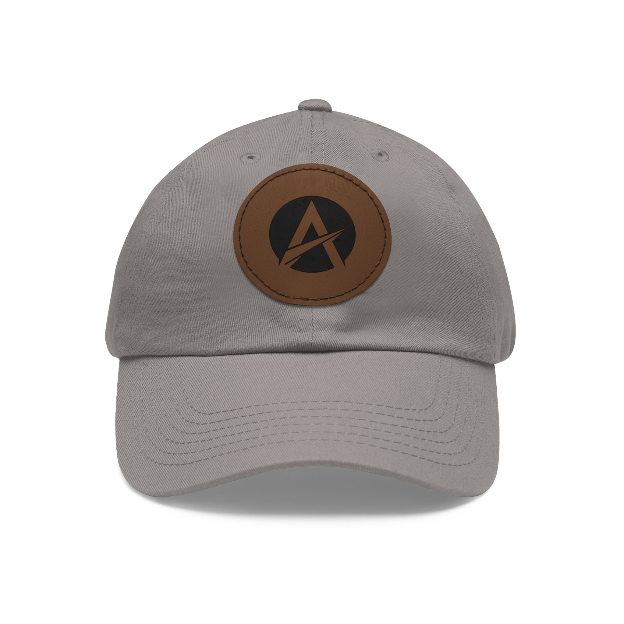 Leather Patch Dad Hat — Minimalist A Logo Baseball Cap