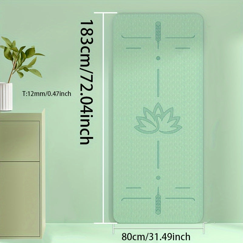 1pc TPE Yoga Mat, Anti-Slip Wide Thick Double-Layer Fitness Mat, Unisex Lotus Position Guide Line, Exercise Equipment, Available in Multiple Colors, 6.0ft*24.02inch*0.6mm or 183*80*12mm