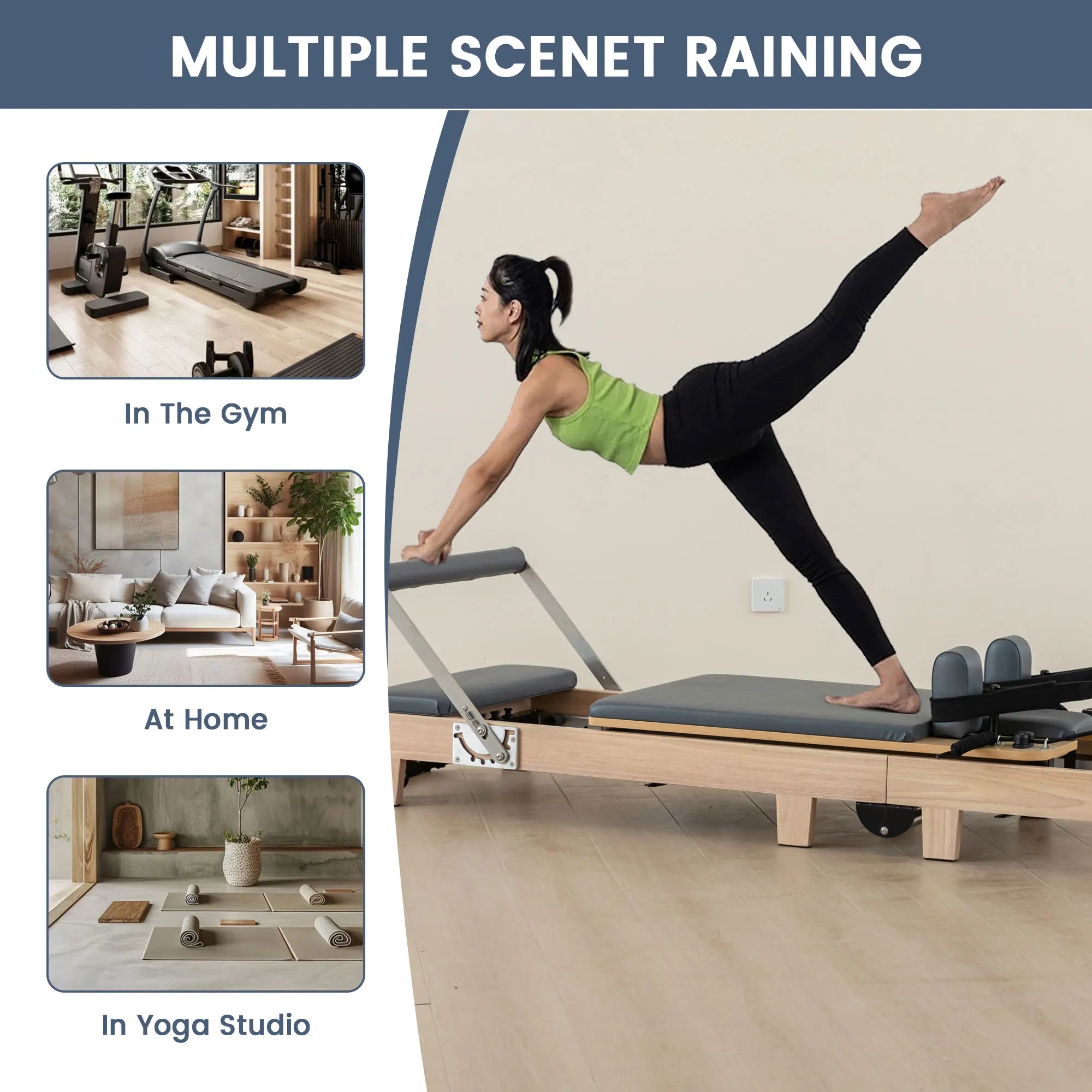 High Quality Home Gym Oak Pilates Reformer Fitness Equipment Oak Pilates Bed Machines Foldable Pilates Reformer