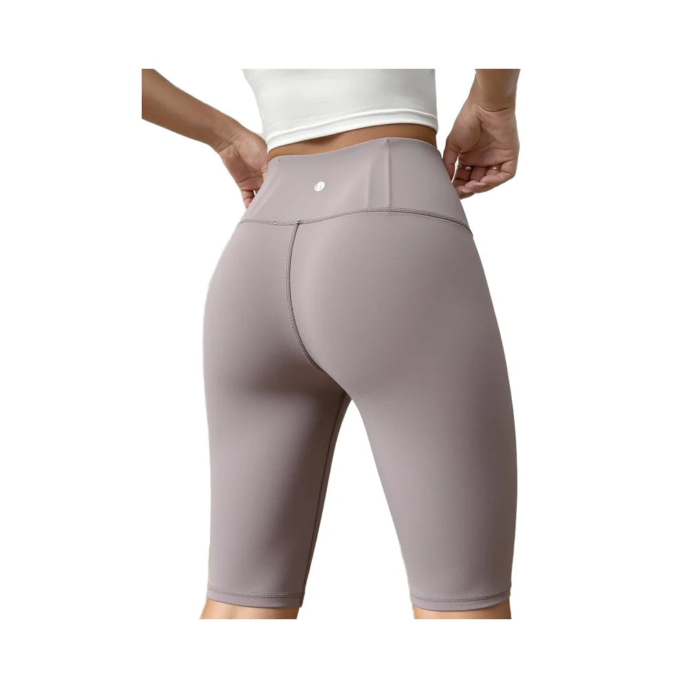 High Waist Seamless  Biker Shorts Drawstring Closure Workout Yoga-Wholesale Grey Polyester Sports Fitness Activewear China