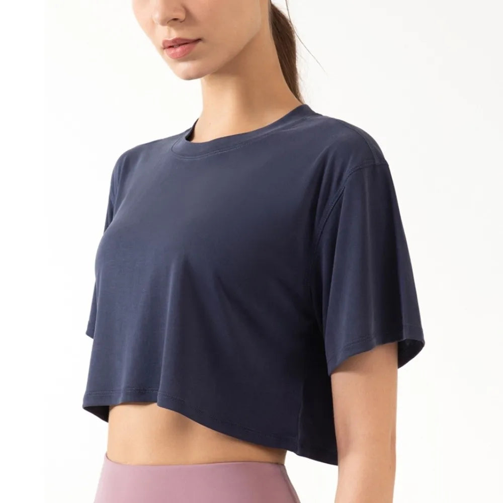 Loose Fit Yoga Sports Tops T-shirts Breathable Exercise Crop Top Lightweight Comfortable Fitness Clothes Sports Activities