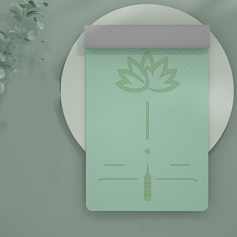 1pc TPE Yoga Mat, Anti-Slip Wide Thick Double-Layer Fitness Mat, Unisex Lotus Position Guide Line, Exercise Equipment, Available in Multiple Colors, 6.0ft*24.02inch*0.6mm or 183*80*12mm