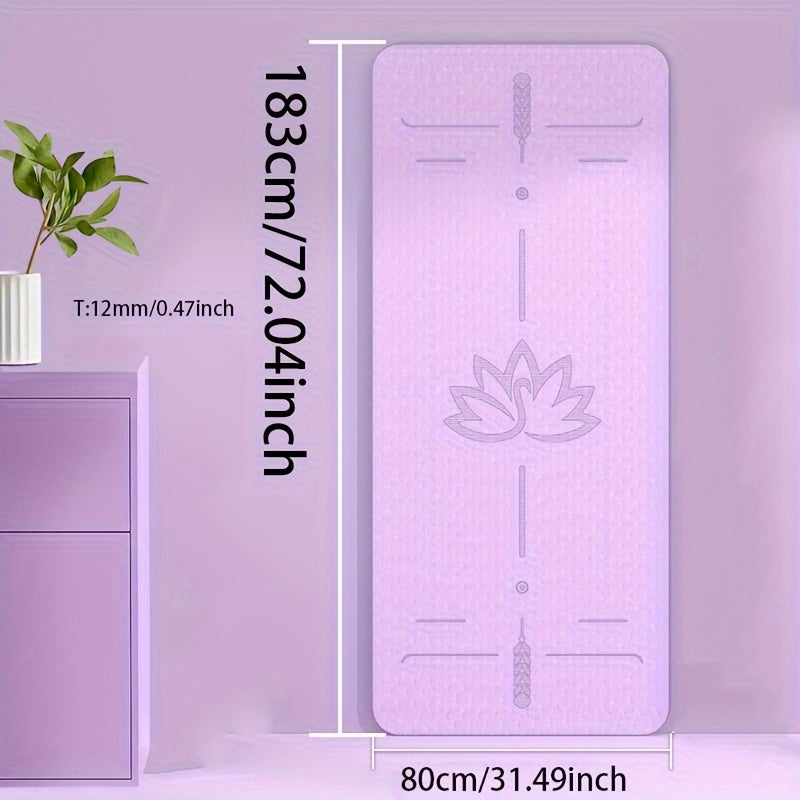 1pc TPE Yoga Mat, Anti-Slip Wide Thick Double-Layer Fitness Mat, Unisex Lotus Position Guide Line, Exercise Equipment, Available in Multiple Colors, 6.0ft*24.02inch*0.6mm or 183*80*12mm