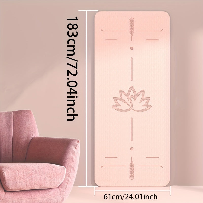 1pc TPE Yoga Mat, Anti-Slip Wide Thick Double-Layer Fitness Mat, Unisex Lotus Position Guide Line, Exercise Equipment, Available in Multiple Colors, 6.0ft*24.02inch*0.6mm or 183*80*12mm