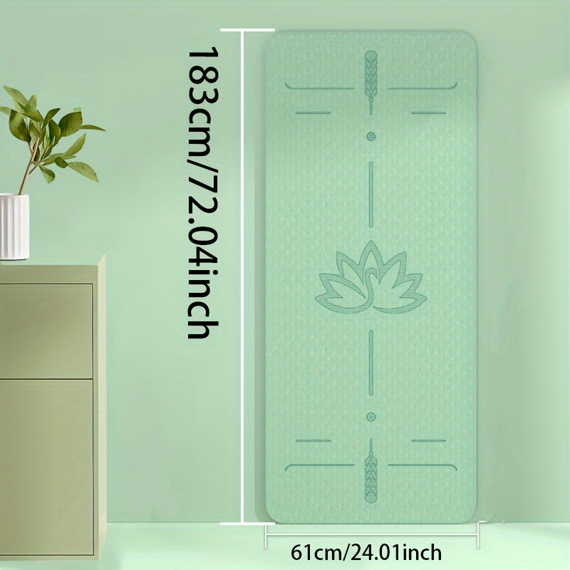 1pc TPE Yoga Mat, Anti-Slip Wide Thick Double-Layer Fitness Mat, Unisex Lotus Position Guide Line, Exercise Equipment, Available in Multiple Colors, 6.0ft*24.02inch*0.6mm or 183*80*12mm